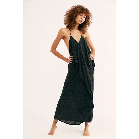 Free People Beach Positano Maxi Dress NEW Size Large Gray - Picture 2 of 9